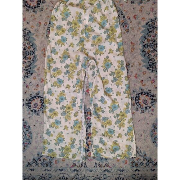 NWT Asos Miss Selfridge Cutout Strappy Wide Leg Jumpsuit - Green Retro Floral 14 - Picture 7 of 11